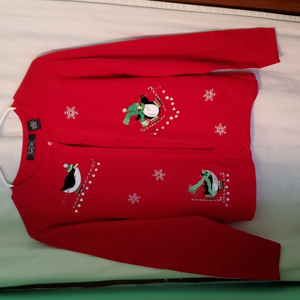 Vintage Penguin Ugly Christmas Sweater Cardigan